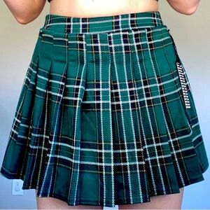 Plaid Green Skater Skirt 🌙 grunge • preppy • goth • halloween • back to school